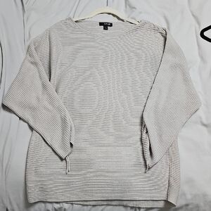a.n.a Cream Textured Crew Neck Sweater